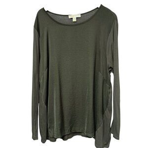 MICHAEL Michael Kors Long Sleeve Tee Plus Size 2X Olive Green Logo Womens Tunic